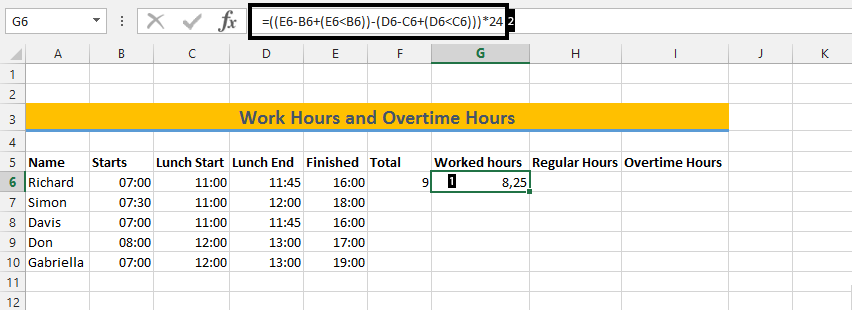 click under worked hours